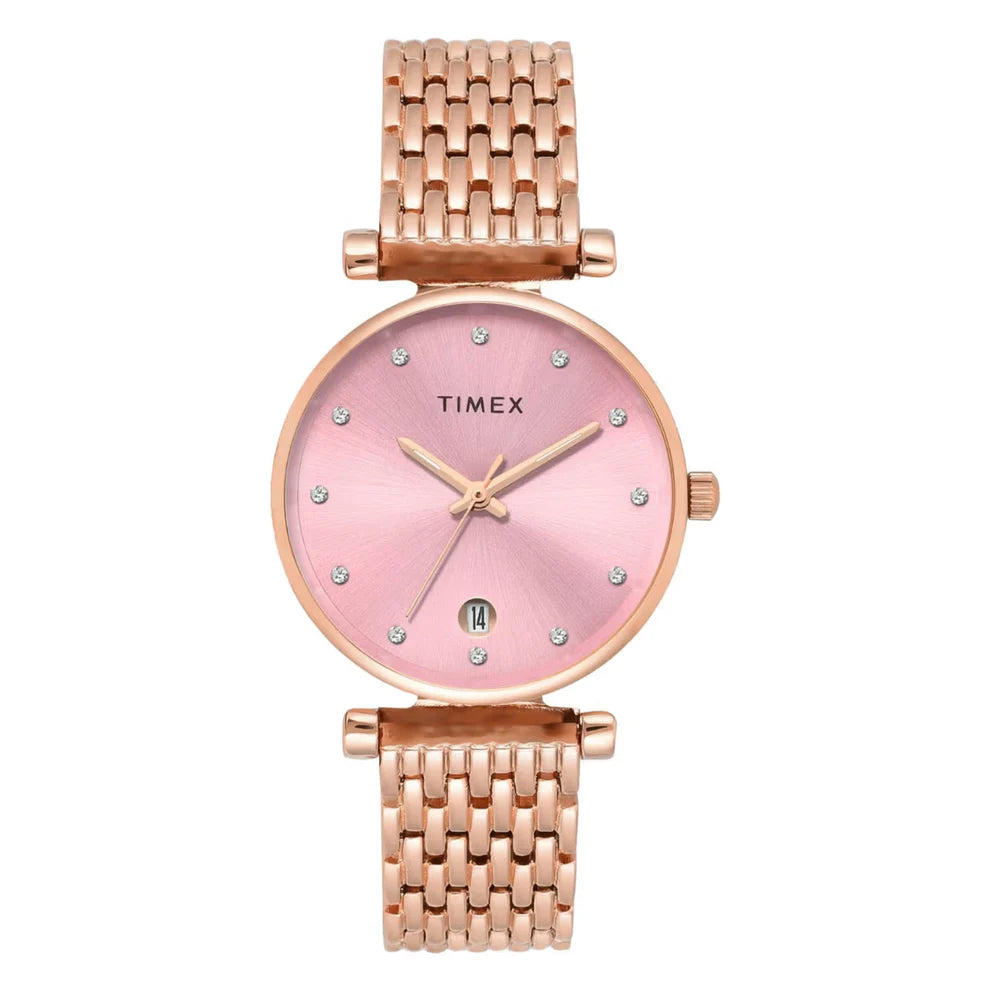 Timex Women Rose Gold Dial Analog Watch - TWEL21601 - KRISHNA WATCH COMPANY