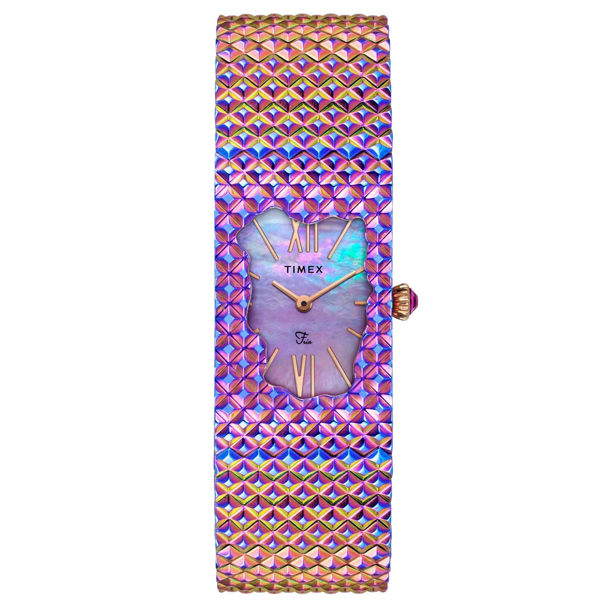 TIMEX Fria Women Mother of Pearl Purple Rectangle Dial Analog Watch - TWEL77704 - KRISHNA WATCH COMPANY