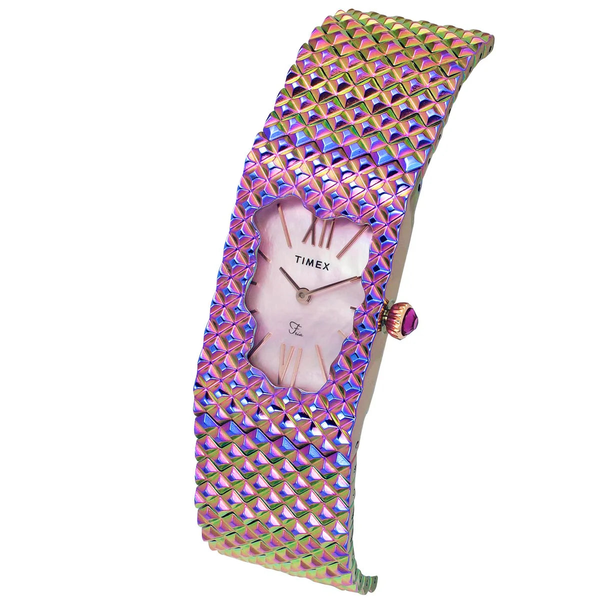TIMEX Fria Women Mother of Pearl Purple Rectangle Dial Analog Watch - TWEL77704 - KRISHNA WATCH COMPANY