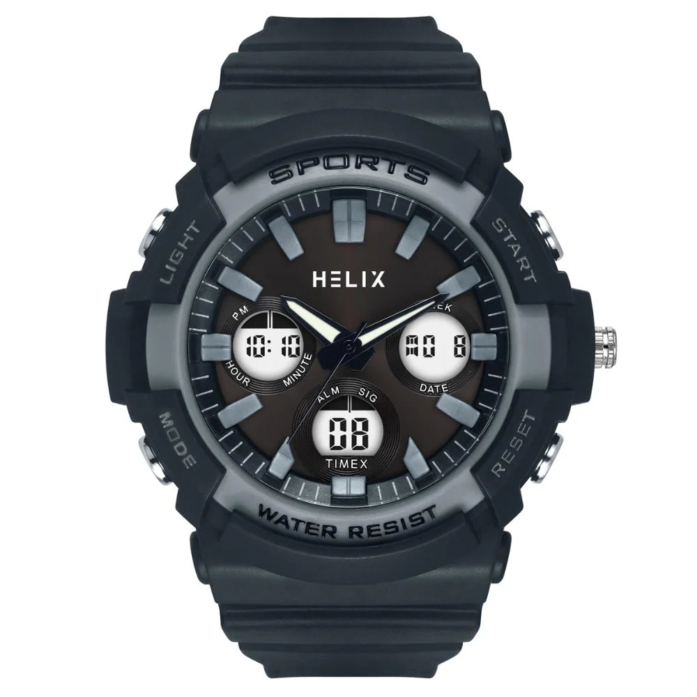 Helix By Timex Grey Round Ana Digi Resin Watch Men -TWESK4500T - KRISHNA WATCH COMPANY