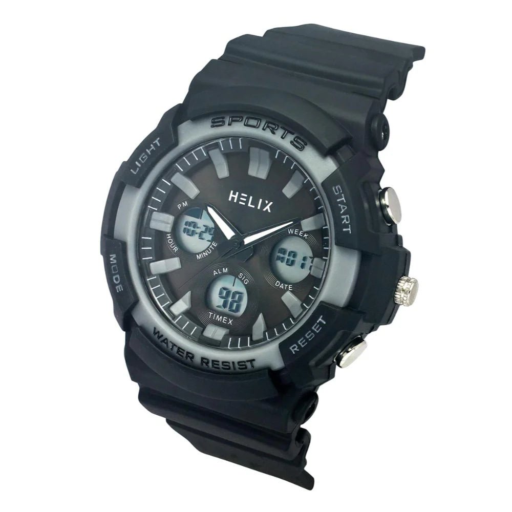 Helix By Timex Grey Round Ana Digi Resin Watch Men -TWESK4500T - KRISHNA WATCH COMPANY