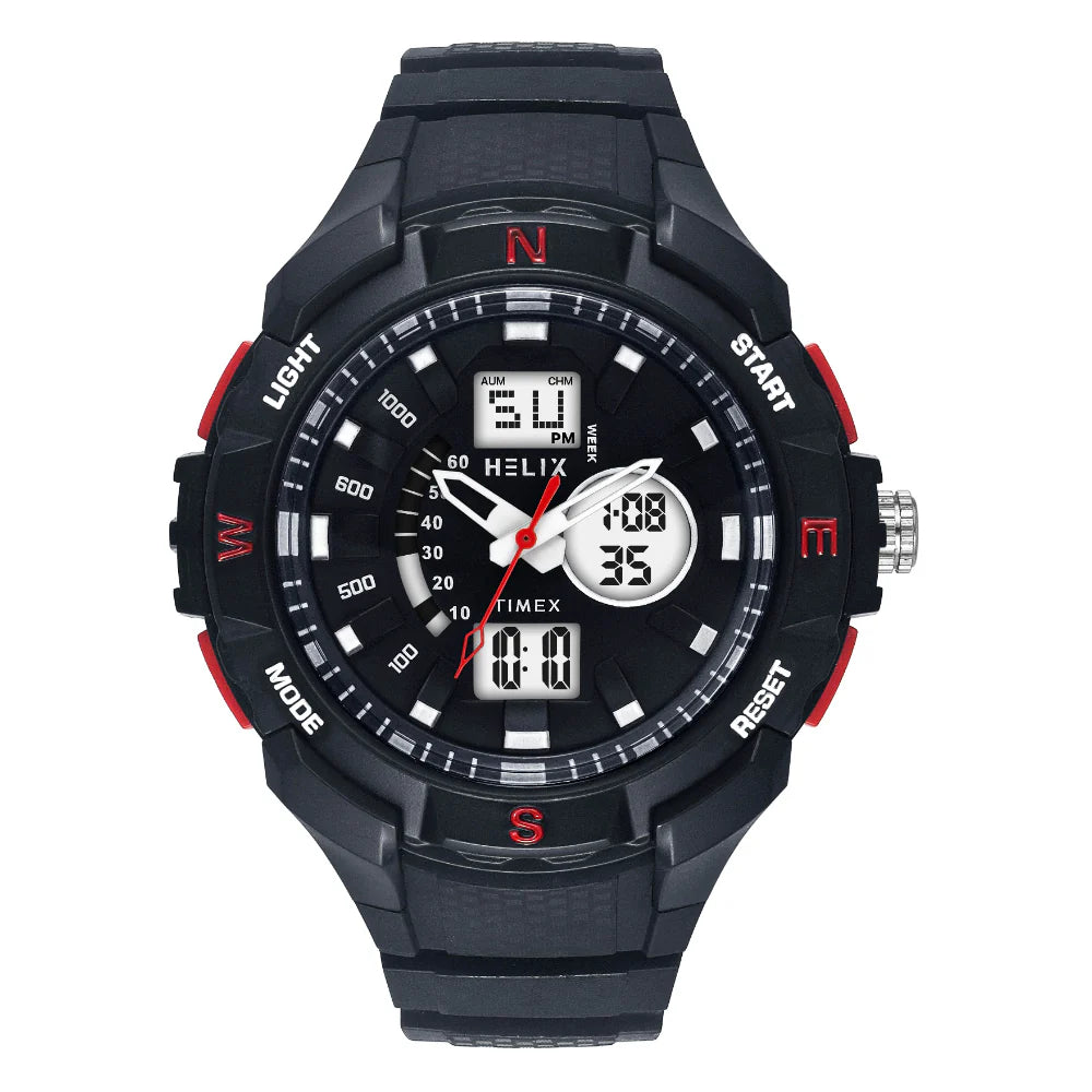 Helix Men Black Round Dial Quartz Analog-Digital Watch - TWESK4601T - KRISHNA WATCH COMPANY