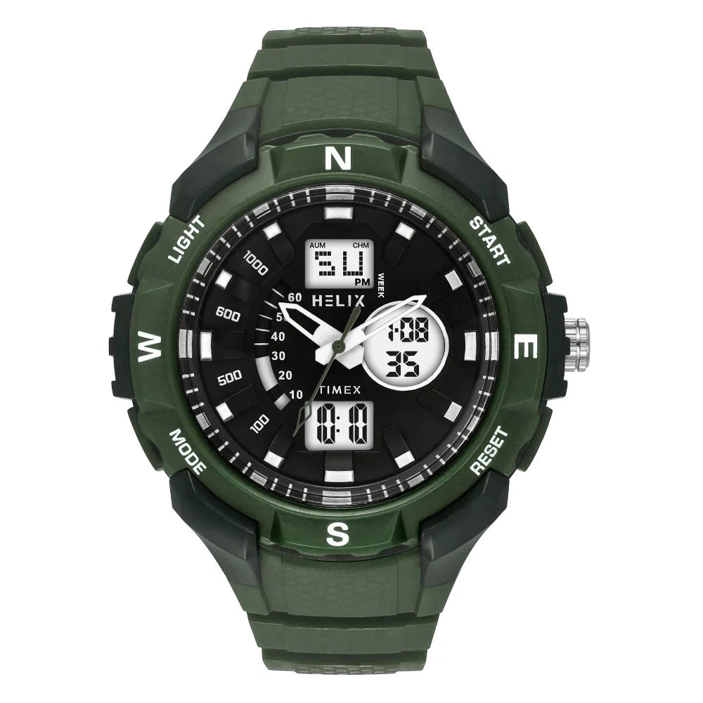 Helix Men Black Round Dial Quartz Analog-Digital Watch - TWESK4603T - KRISHNA WATCH COMPANY