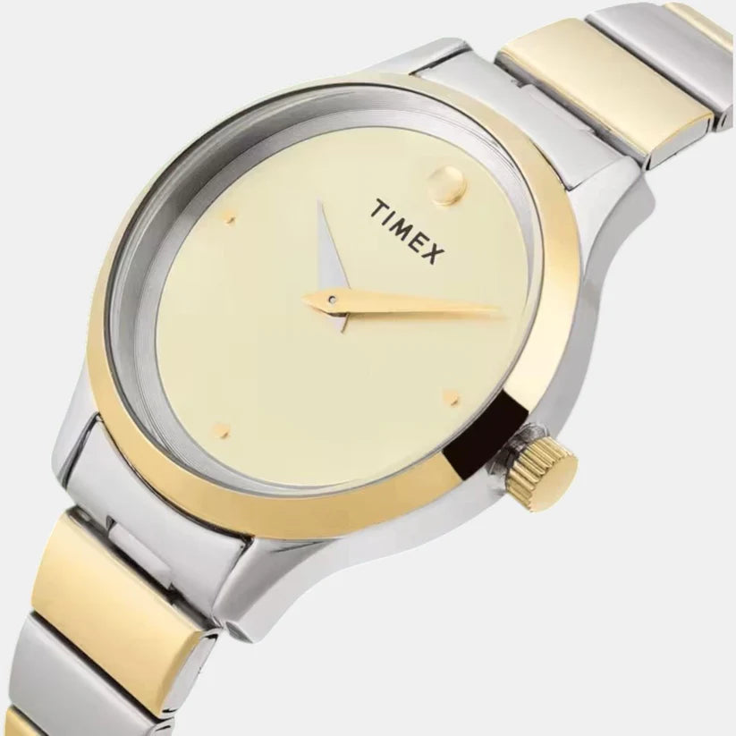 TIMEX Champagne Round Dial Analog Womens Watch - TWTL13701 - KRISHNA WATCH COMPANY