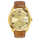 Timex Men Champagne Round Analog Brass Dial Watch- TWTG10400