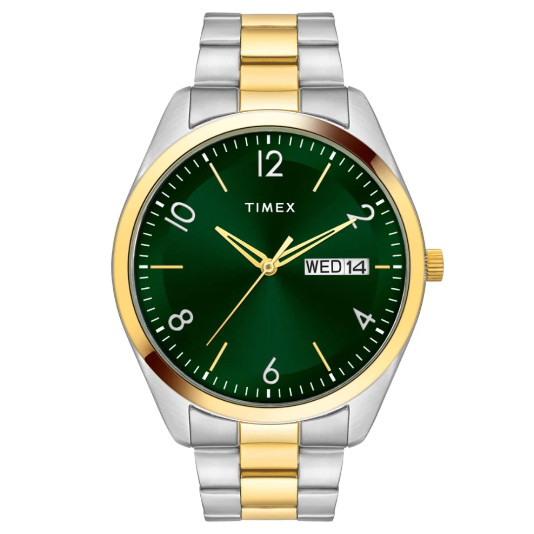 Timex Men Green Round Analog Brass Dial Watch- TWTG10404 - KRISHNA WATCH COMPANY