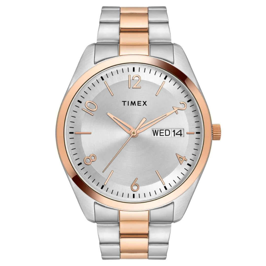 Timex Men Silver Round Analog Brass Dial Watch- TWTG10405 - KRISHNA WATCH COMPANY