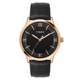 Timex Men Black Round Analog Brass Dial Watch- TW0TG6521