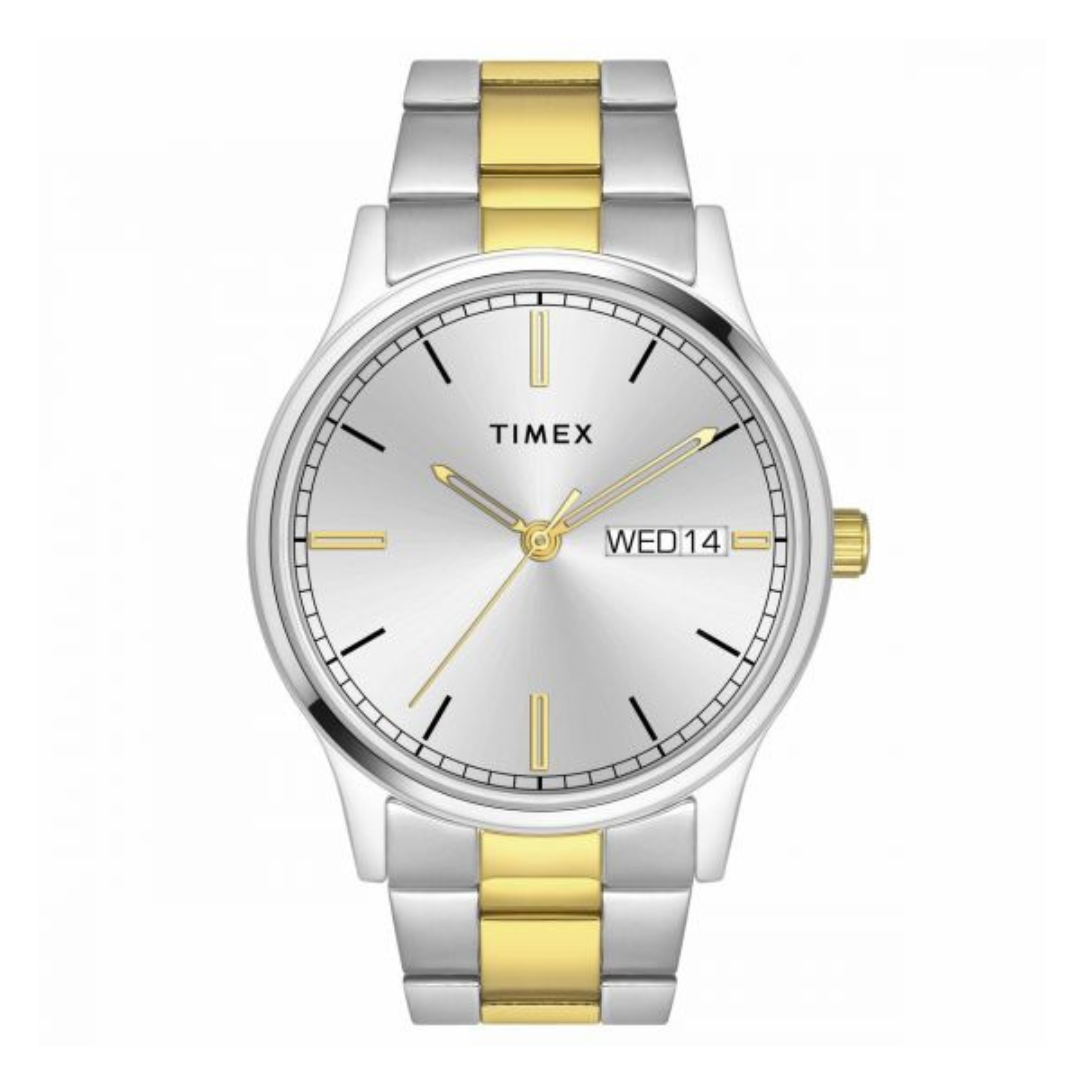 TIMEX CLASSICS COLLECTION PREMIUM QUALITY MEN'S ANALOG SILVER DIAL COLOURED QUARTZ WATCH, ROUND DIAL WITH 42MM CASE WIDTH - TW0TG8314 - KRISHNA WATCH COMPANY