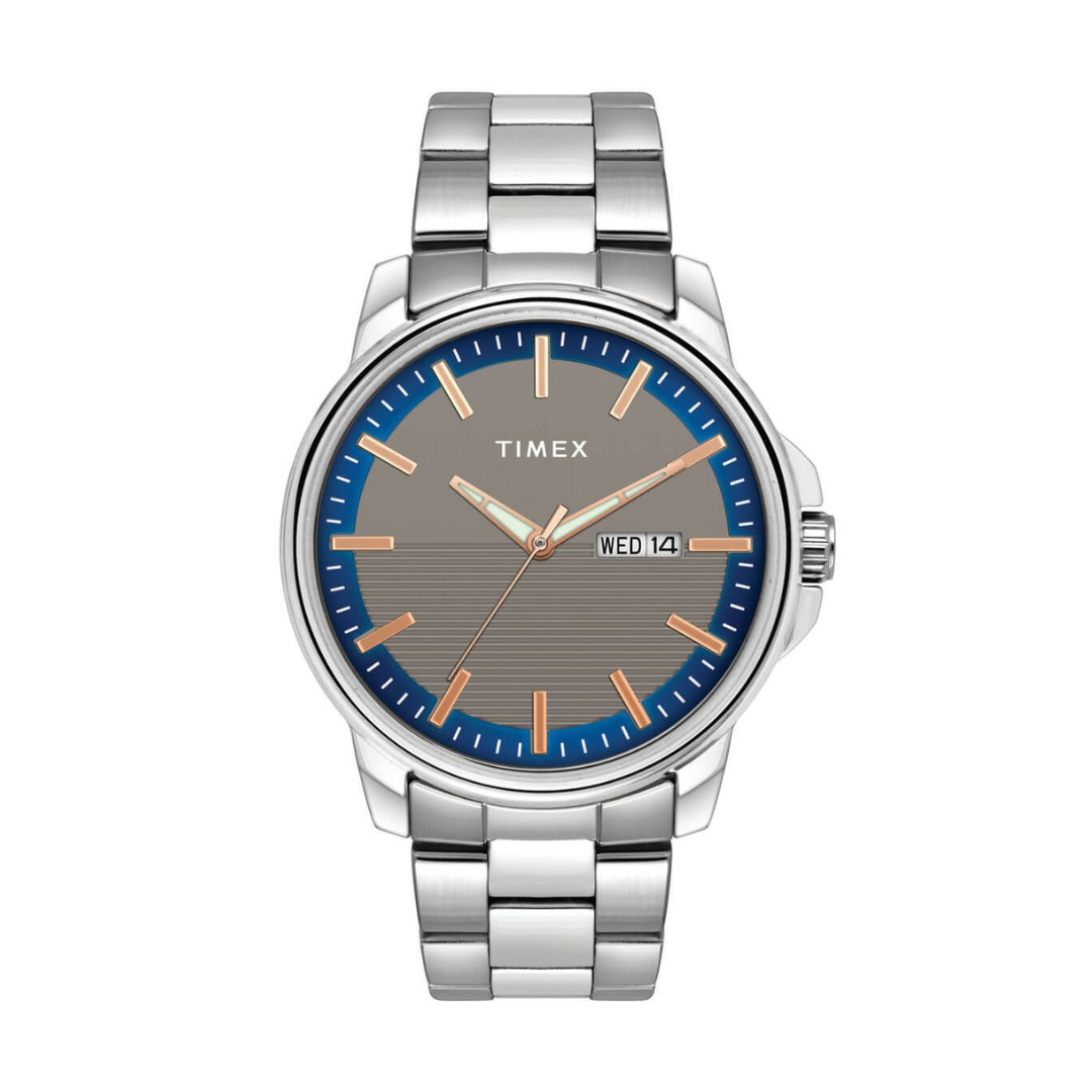 TIMEX FASHION MEN'S GREY DIAL ROUND CASE DAY DATE FUNCTION WATCH -TWEG17213 - KRISHNA WATCH COMPANY