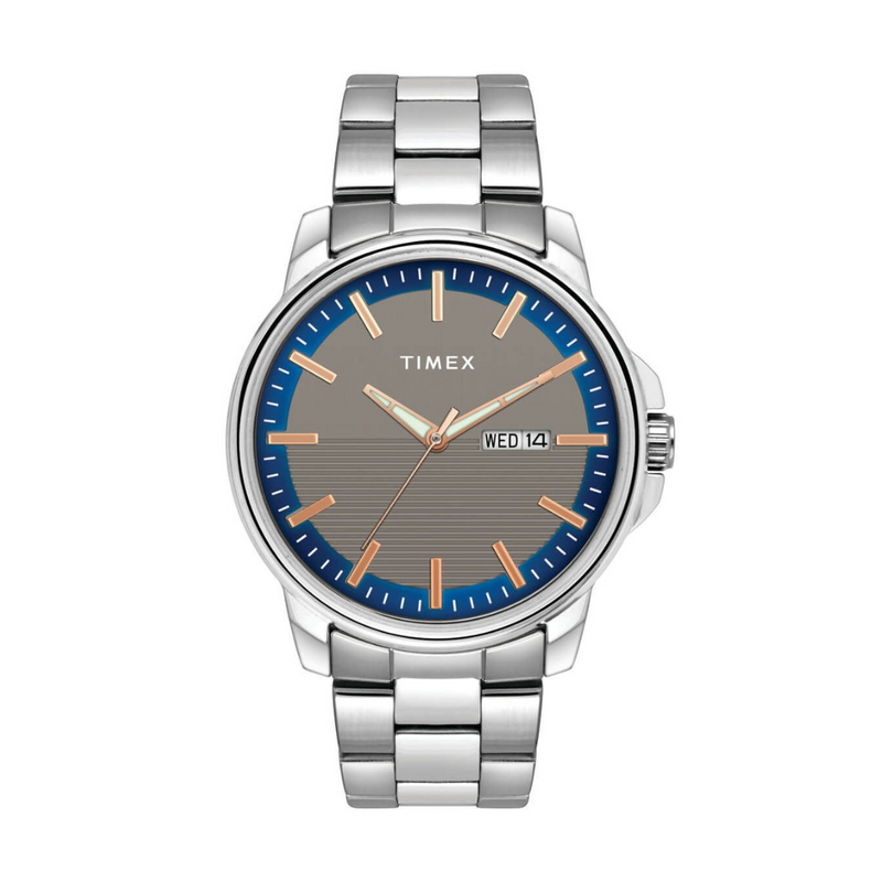 TIMEX FASHION MEN'S GREY DIAL ROUND CASE DAY DATE FUNCTION WATCH -TWEG17213