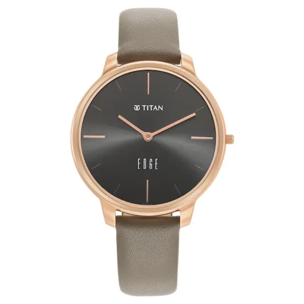 TITAN Ladies Edge Black Dial Black Leather Strap Watch 2654WL01 - KRISHNA WATCH COMPANY