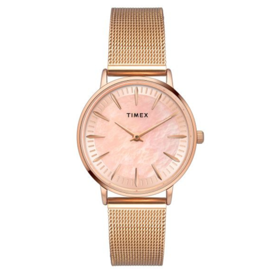 TIMEX FASHION WOMEN'S MOTHER OF PEARL DIAL ROUND CASE 2 HANDS FUNCTION WATCH -TWEL15607 - KRISHNA WATCH COMPANY