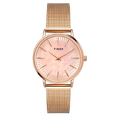 TIMEX FASHION WOMEN'S MOTHER OF PEARL DIAL ROUND CASE 2 HANDS FUNCTION WATCH -TWEL15607