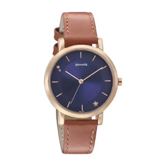 Play With Blue Dial Leather Strap Watch 8164WL01