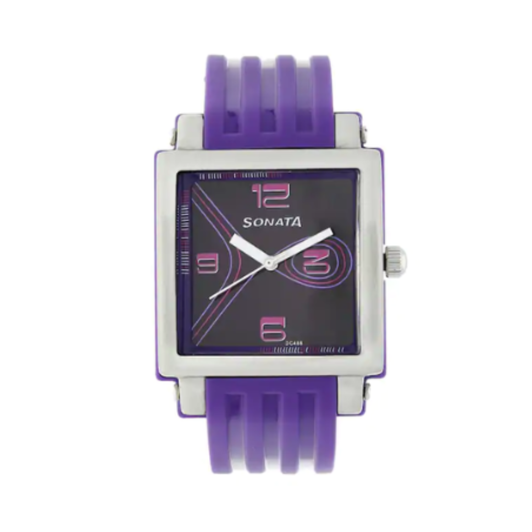Purple Dial Plastic Strap Watch 8990PP01 - KRISHNA WATCH COMPANY