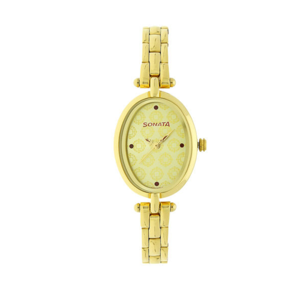 Sonata Wedding Edition - Champagne Dial Stainless Steel Strap - 8148YM01 - KRISHNA WATCH COMPANY