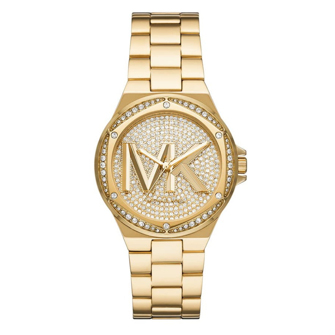 Michael Kors Lennox Pavé Logo Gold-Tone Logo Watch - MK7229 - KRISHNA WATCH COMPANY