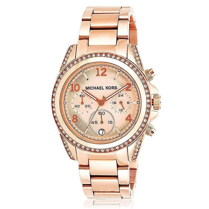 Michael Kors Blair Rose Gold-Tone Stainless Steel Chronograph Watch MK5263 - KRISHNA WATCH COMPANY