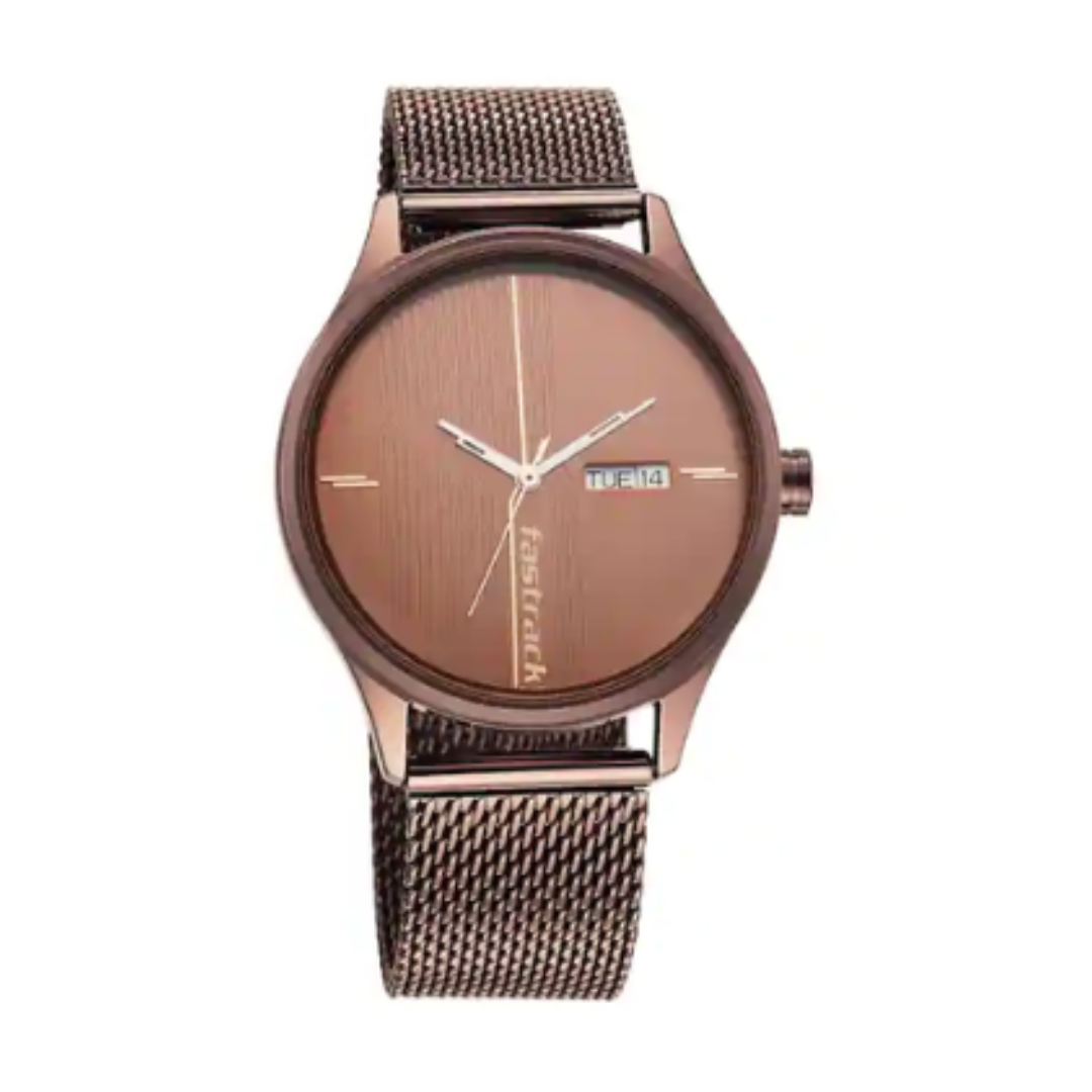 Style up Brown Dial Stainless Steel Strap Watch - 3247QM02 - KRISHNA WATCH COMPANY