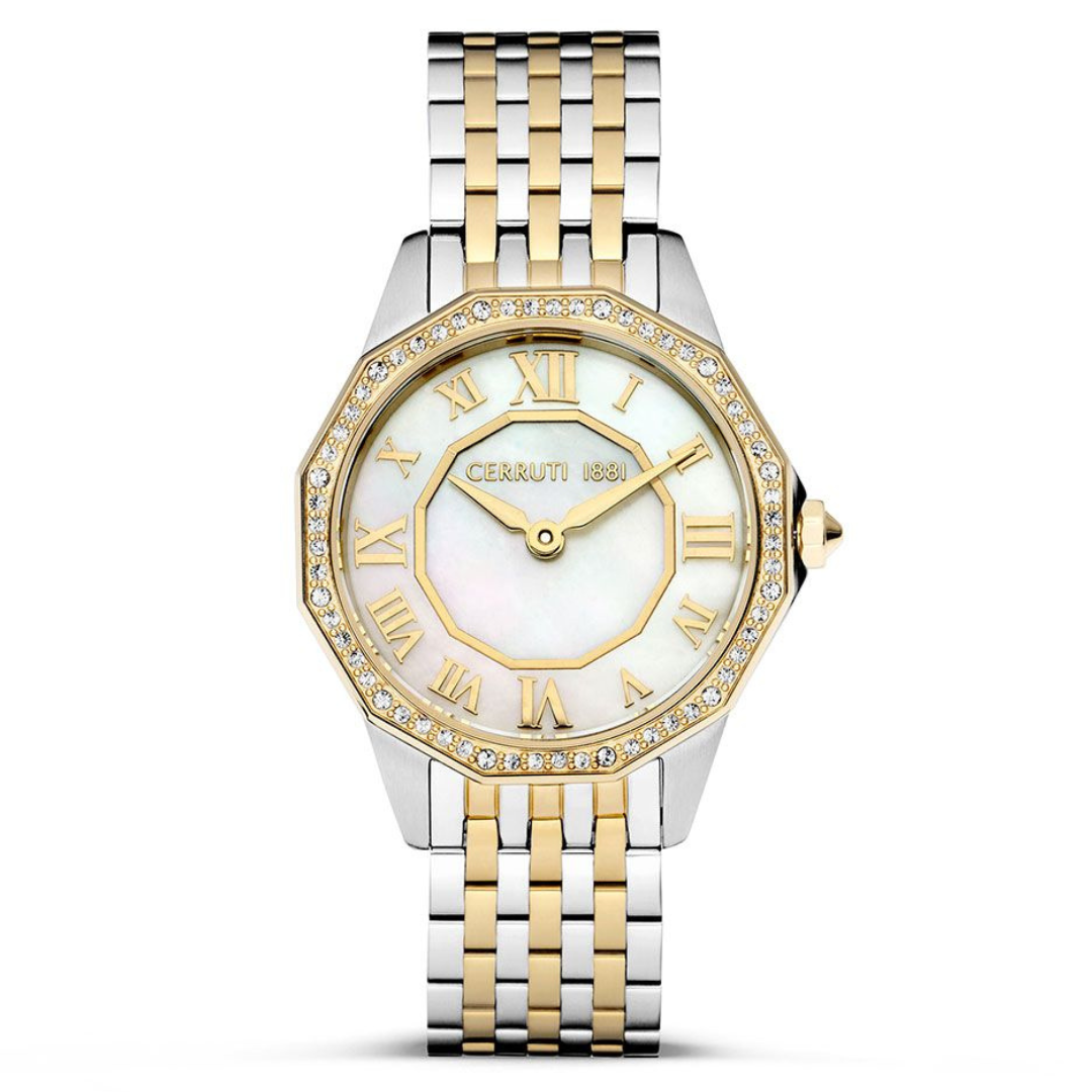 Cerruti Women Jesina Round White Watches CECIWLG0008203W - KRISHNA WATCH COMPANY