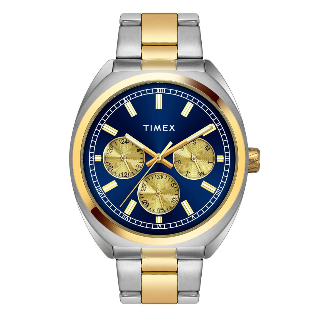 TIMEX E-CLASS PREMIUM-SPORT COLLECTION MULTIFUNCTION MEN ANALOG BLUE DIAL COLOURED QUARTZ WATCH, ROUND DIAL WITH 42 MM CASE WIDTH - TWEG22301 - KRISHNA WATCH COMPANY