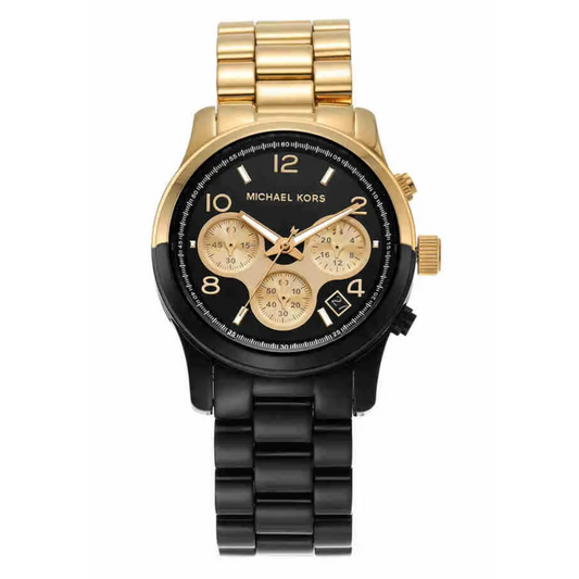 Michael Kors Runway 38 mm Black Dial Stainless Steel Chronograph Watch for Women - MK7328