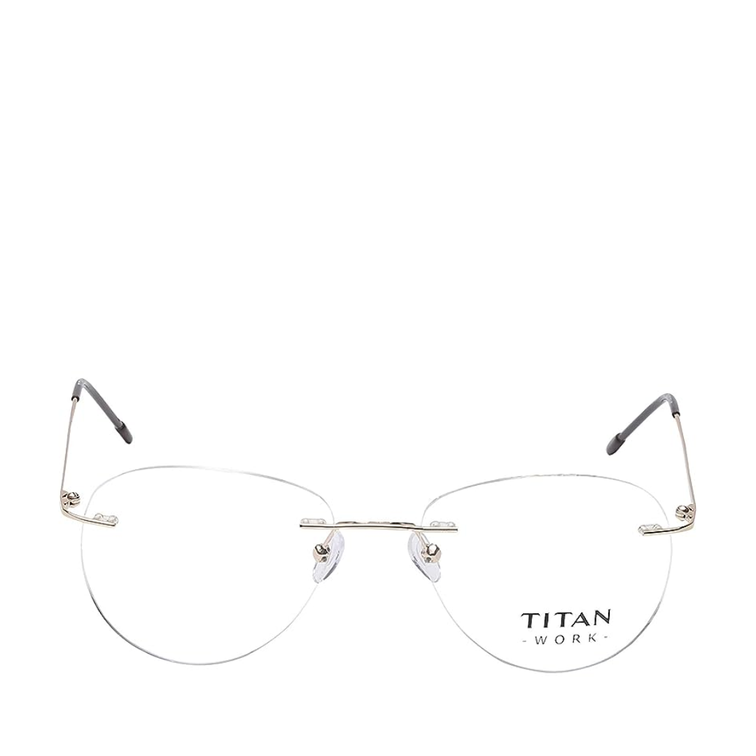 Titan Rimless Round Spectacle Gold Frame For Men & Women - TW1084MRM2 - KRISHNA WATCH COMPANY