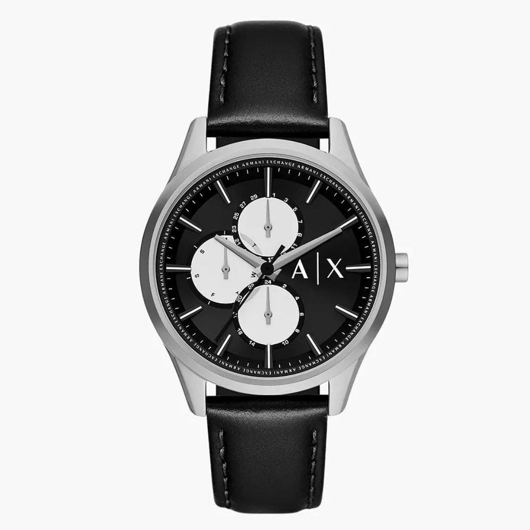 Armani Exchange Multifunction Black Leather Watch AX1872 - KRISHNA WATCH COMPANY