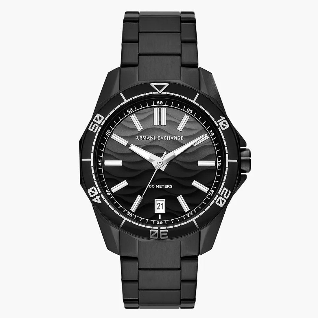 Armani Exchange Three-Hand Date Black Stainless Steel Watch AX1952 - KRISHNA WATCH COMPANY