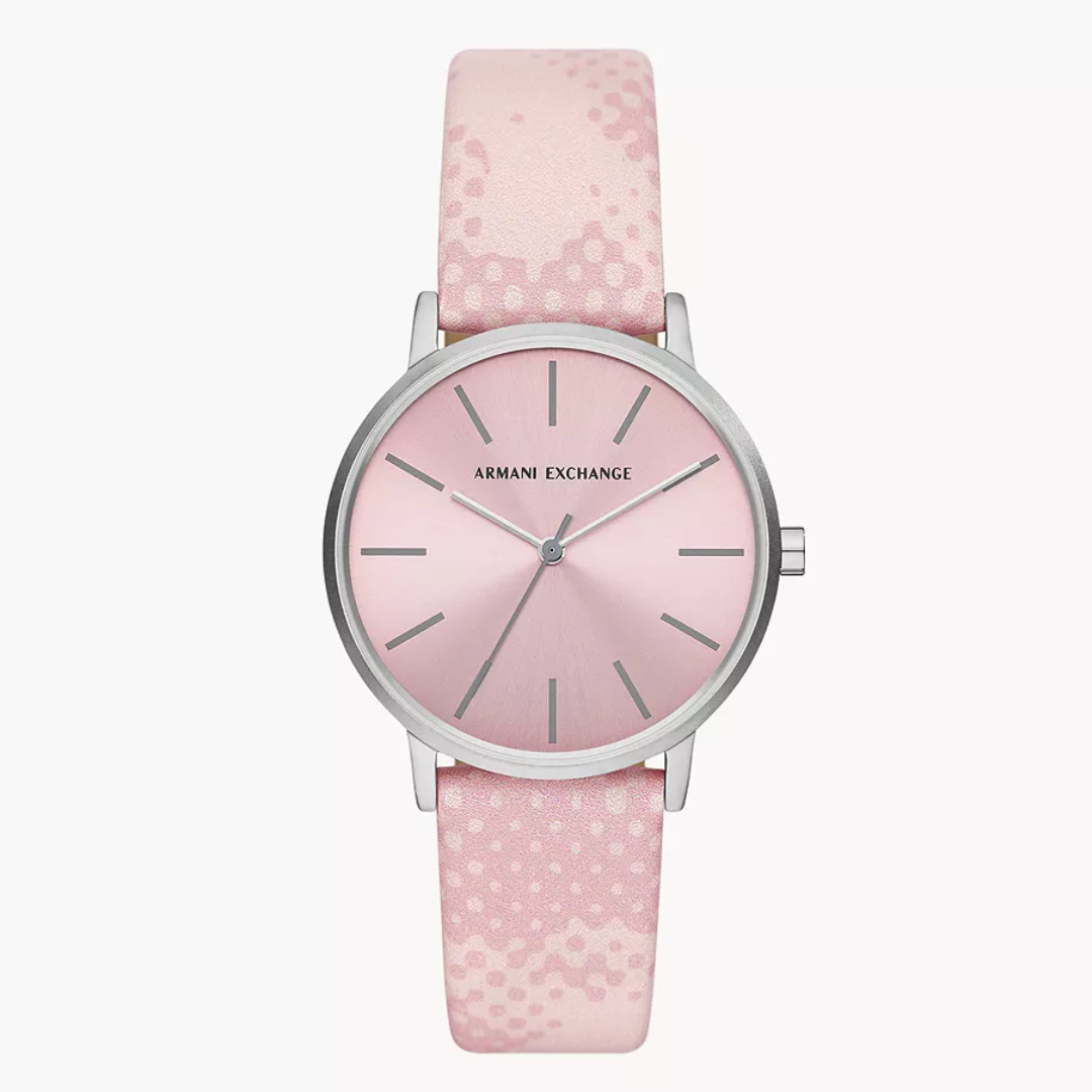 Armani Exchange Three-Hand Pink Leather Watch AX5590 - KRISHNA WATCH COMPANY
