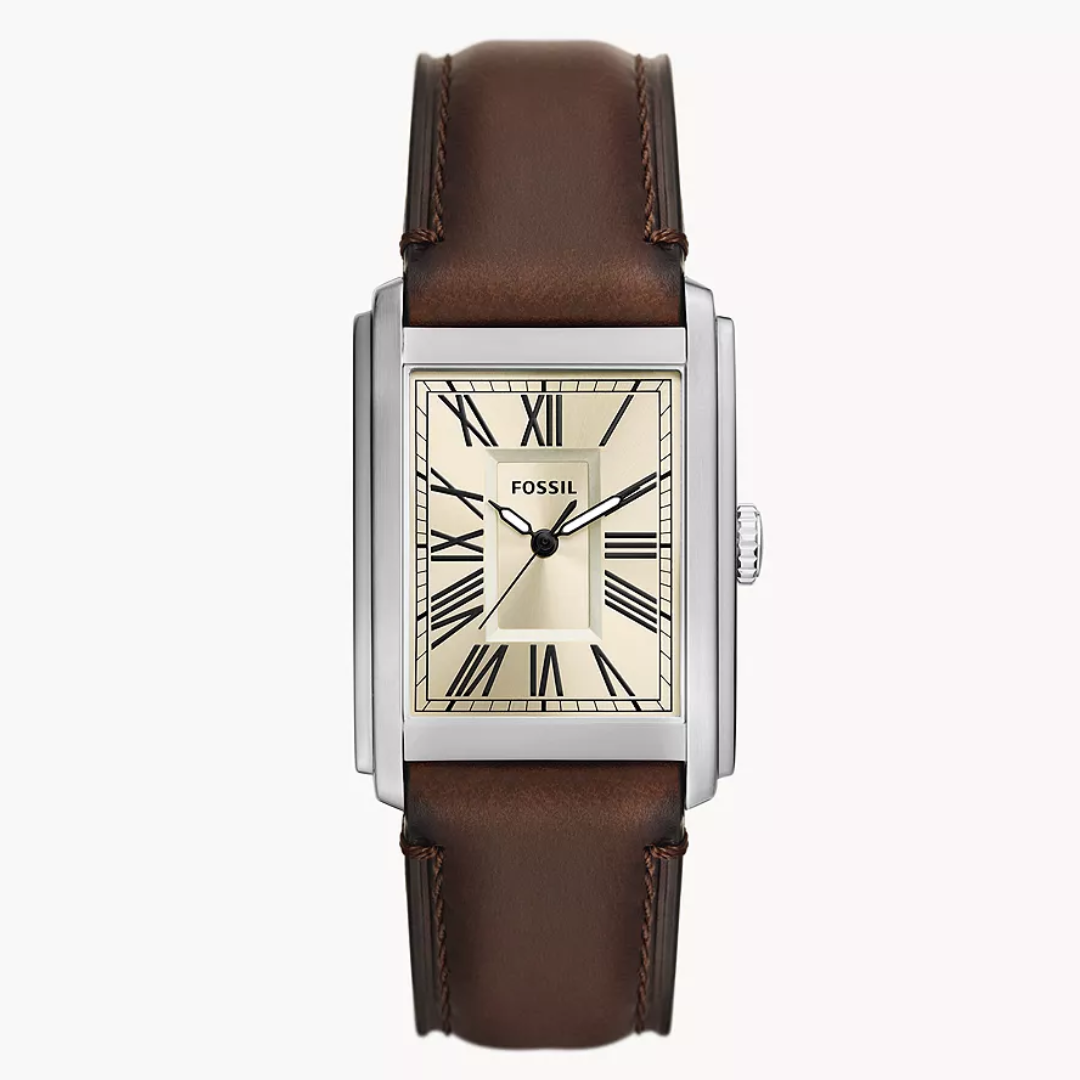 Fossil Carraway Three-Hand Brown Leather Watch FS6012 - KRISHNA WATCH COMPANY