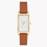 Hagen Three-Hand Brown Leather Tank Watch SKW3097