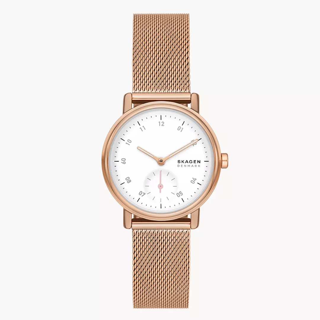 Kuppel Lille Two-Hand Sub-Second Rose Gold Stainless Steel Mesh Watch SKW3099 - KRISHNA WATCH COMPANY