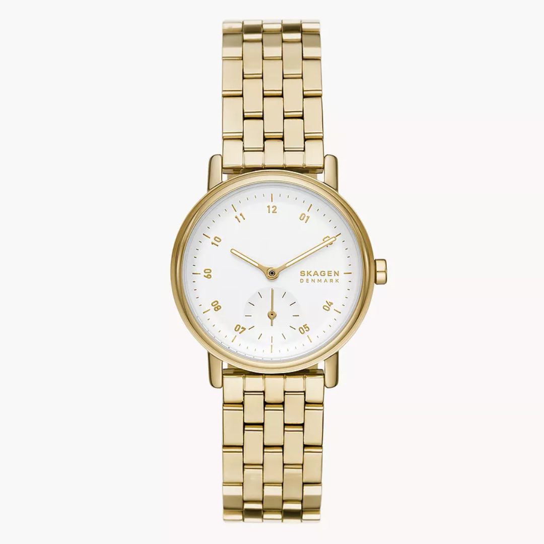 Kuppel Lille Two-Hand Sub-Second Gold Stainless Steel Mesh Watch SKW3102 - KRISHNA WATCH COMPANY