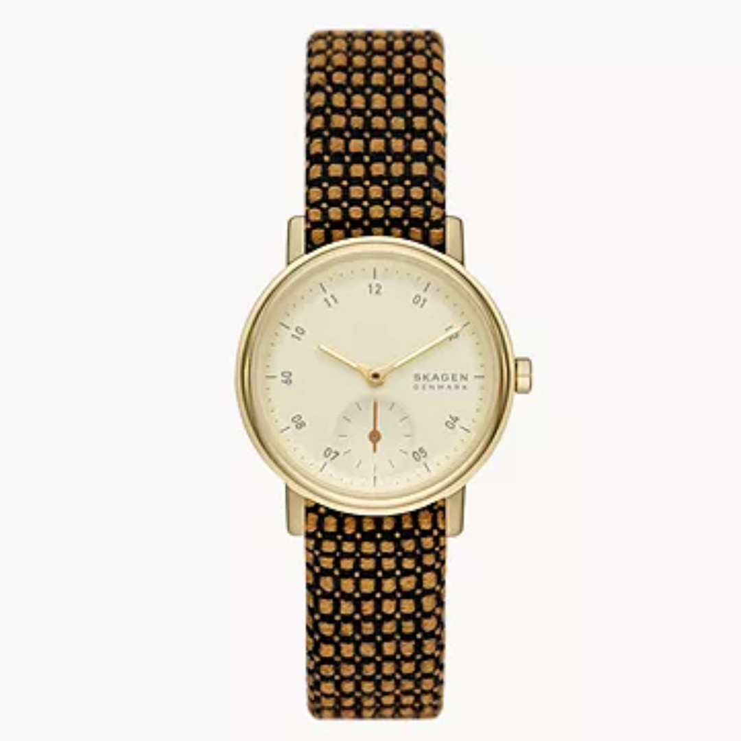 Kuppel Lille Two-Hand Sub-Second Brown Kvadrat Wool Watch SKW3107 - KRISHNA WATCH COMPANY