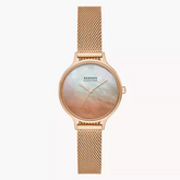 Anita Lille Three-Hand Ombré Mother of Peal Rose Gold Stainless Steel Mesh Watch SKW3107