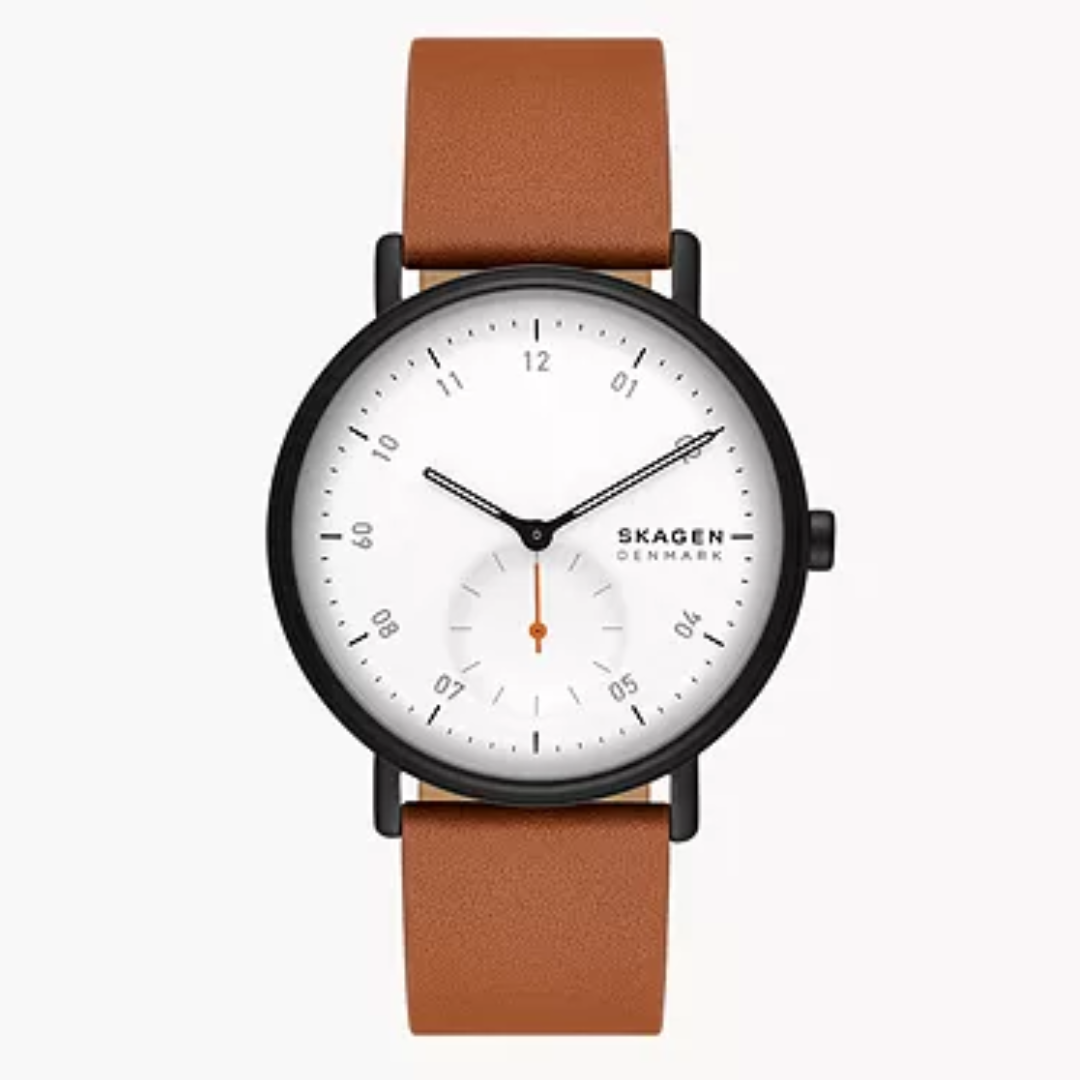 Kuppel Two-Hand Sub-Second Brown Leather Watch SKW6889 - KRISHNA WATCH COMPANY