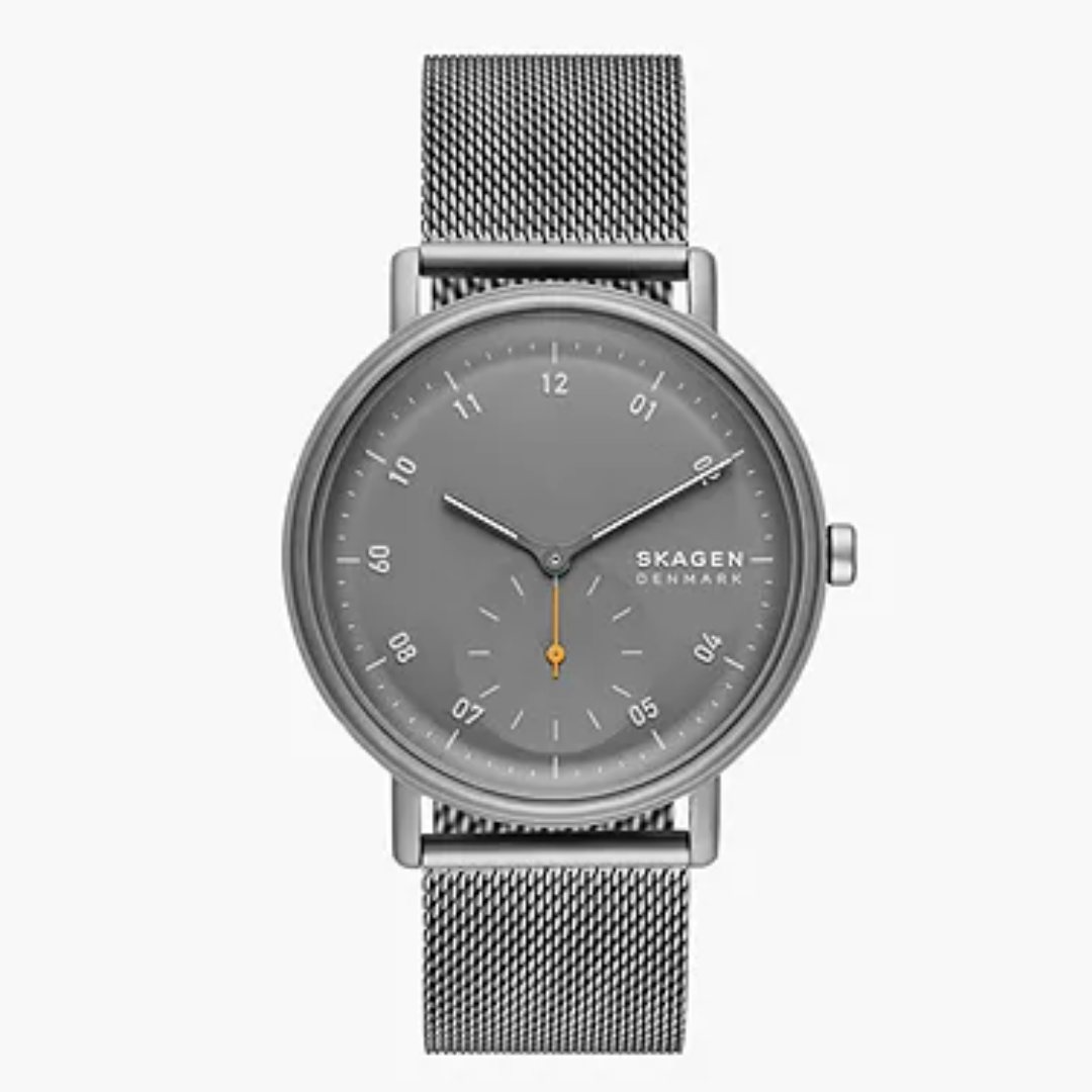 Kuppel Two-Hand Sub-Second Charcoal Stainless Steel Mesh Watch SKW6891 - KRISHNA WATCH COMPANY