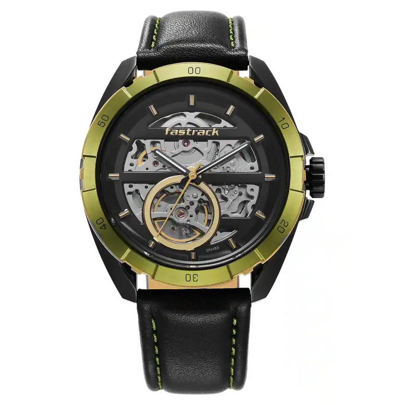 FASTRACK AUTOMATICS BLACK DIAL LEATHER STRAP WATCH FOR GUYS 3297KL01 - KRISHNA WATCH COMPANY