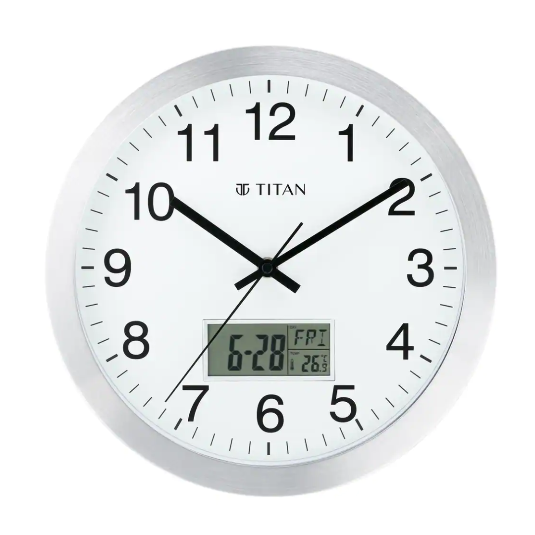 Metallic Wall Clock with Digital Display - W0021MC03A - KRISHNA WATCH COMPANY