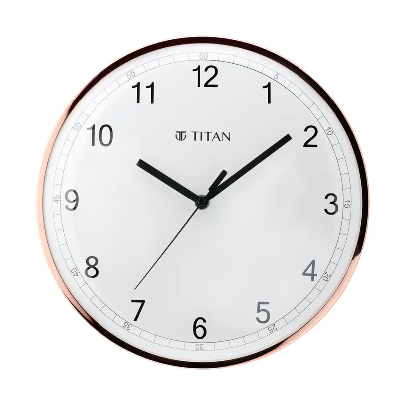 Titan WALL CLOCK Metallic White Wall Clock with Domed Glass - W0022MA01A - KRISHNA WATCH COMPANY