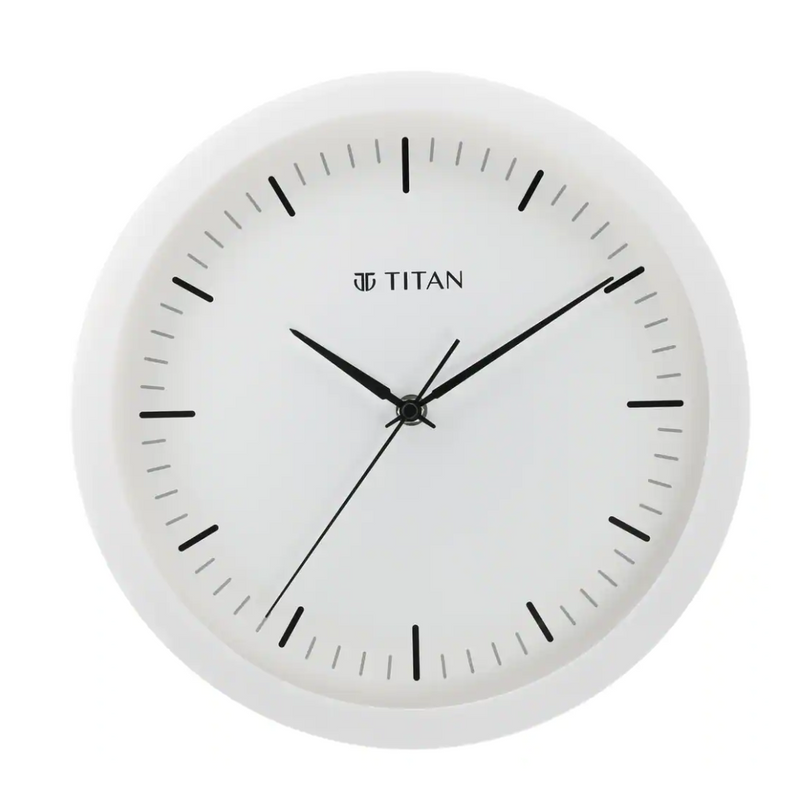 Titan Contemporary White Wall Clock with Silent Sweep Technology 30 cm x 30 cm (Medium) W0036PA01 - KRISHNA WATCH COMPANY