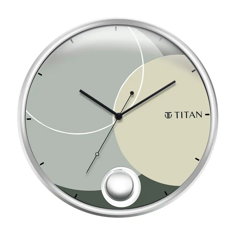 Titan Contemporary Round Pendulum Clock with a Metallic Finish and Silent Sweep - W0069PP01 - KRISHNA WATCH COMPANY