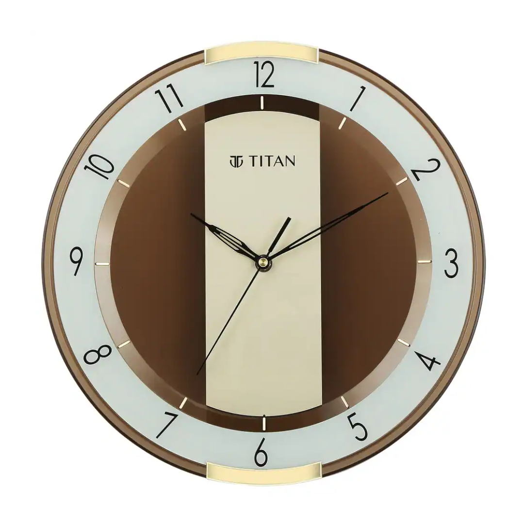 Titan Contemporary Brown Wall Clock with a partly Semi-transparent Dial - W0079PA02 - KRISHNA WATCH COMPANY