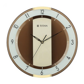 Titan Contemporary Brown Wall Clock with a partly Semi-transparent Dial - W0079PA02