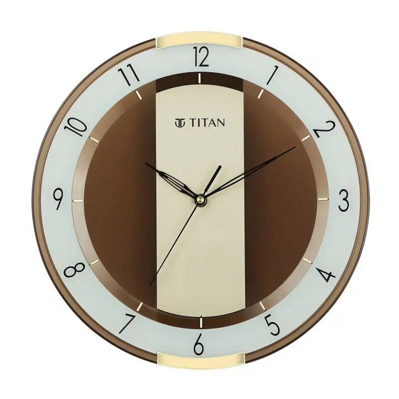 Titan Contemporary Brown Wall Clock with a partly Semi-transparent Dial - W0079PA02