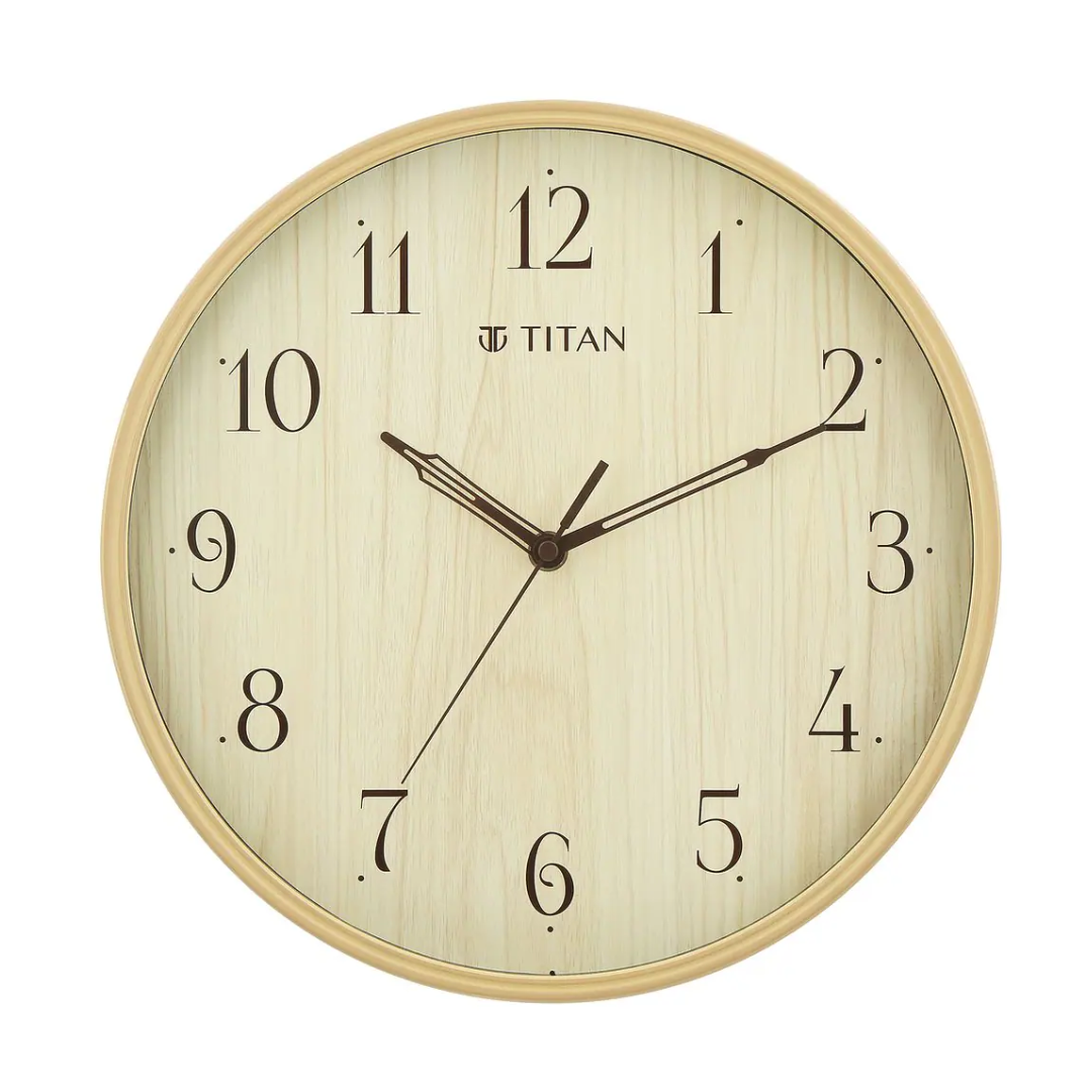 Titan Woodgrain Whispers - Light Brown Contemporary Wall Clock - W0080PA01 - KRISHNA WATCH COMPANY