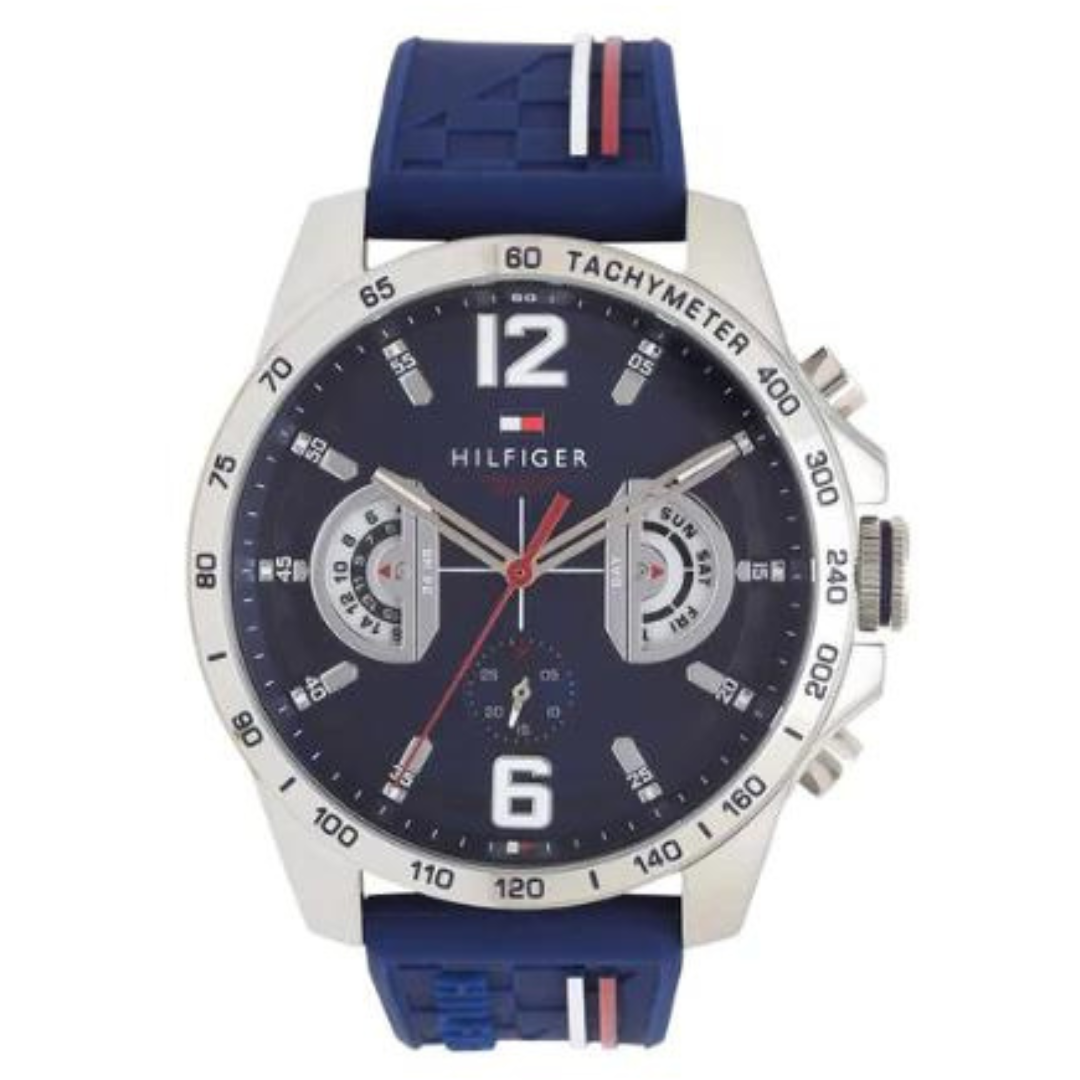 Tommy Hilfiger Mens Blue Dial Silicone Multi-Function Watch - 1791476 - KRISHNA WATCH COMPANY