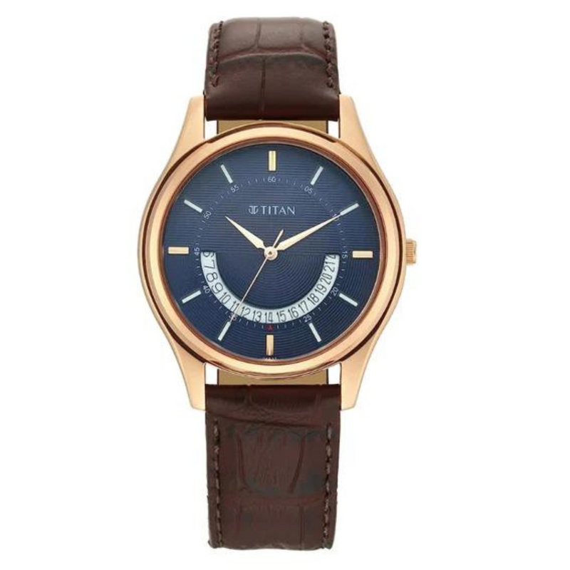 TITAN Lagan - Blue Dial Leather Strap - 1713WL01